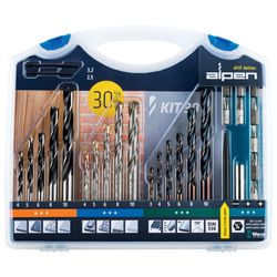 ALPEN Drill And Screwdriver Set 30 Piece In Carry Case Steel Masonry Wood